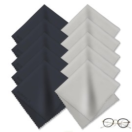 Microfibre Glasses Cleaning Cloths Pack of 10 High-Quality Cleaning Cloth for Glasses Cleaning Cloth Streak-Free Nano Fibre Cloth Screens and Lenses 14 x 17 cm in Navy Blue/Grey