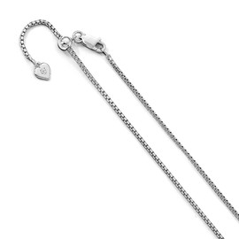 Solid Sterling Silver 1.5 mm Adjustable Round Box Chain Necklace 30" - with Secure Lobster Lock Clasp