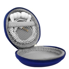 DEVICEMATE Auriculares intrauditivos, auriculares con cable, auriculares ergonómicos. Estéreo, aislamiento de ruido, ajuste cómodo, calidad duradera, compatible con dispositivos Apple y Android. Sin micrófono. Funda azul para auriculares