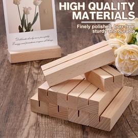 Zeawavsl Set of 10 high-quality wooden card stands, place card holders, beech wood, stylish table stand and photo holder including menu card holder, perfect for weddings, banquets and parties