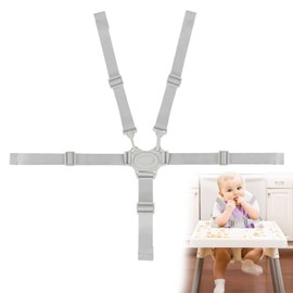 AWAVM 1 PCS Baby High Chair Straps Grey Adjustable Baby Seat Belt 5 Point Harness Straps Safety High Chair Harness, High Chair Replacement Straps for Stroller High Chair Pram Buggy Children Kid Pushch