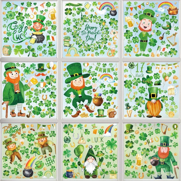 336 PCS St Patricks Day Window Clings, 9 Sheets St