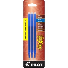 Pilot Frixion Clicker Retractable Erasable Blue Gel Ink Pens, 3 Pens with 2 Packs of Refills