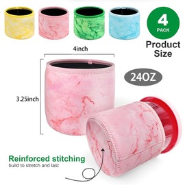 XFSRG 4 Stück Eiscreme-Neoprenhülle Für Ninja Creami Deluxe-Zubehör Wiederverwendbare Isolierte Hüllen für 16oz und 24oz Deluxe Eismaschinenbehälter（24OZ）