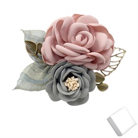 Joynaamn Rose Brooch for Women, Elegant Flower Pins Collar Lapel Fabric for Suit Dress Blouse Party Costume Wedding Bridal Bouquet Mother's Day Gift, Pink&Light Blue