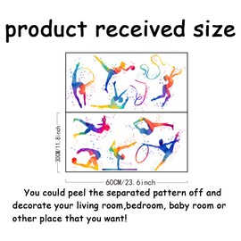 SUPERDANT Gymnastics Wall Stickers Rhythmic Gymnastics Wall Art Stickers Watercolor Gymnastics Wall Decals Peel and Stick Vinyl Decor for Living Room Bedroom Wall Decor Gymnastics Girl Gifts