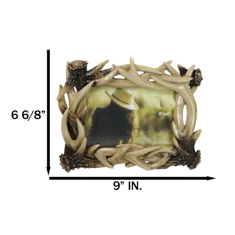 Ebros Gift Rustic Intertwined Stag Deer Antlers Picture Frame With