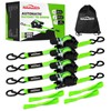 Autofonder Retractable Ratchet Straps with Soft Loops(4 Pack)-(1,500lb Break Strength)