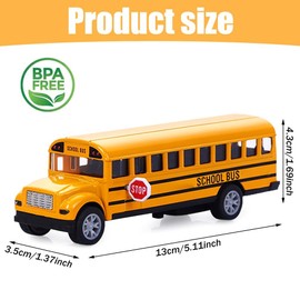 CLKDPNO Pull Back School Bus Age 2+,Mini Yellow School Bus Toy, Die Cast Vehicles Alloy Pull Back Play Buses Alloy Metal Vehicles Toy with Bright Yellow and Openable Doors for Kids Boys Girls