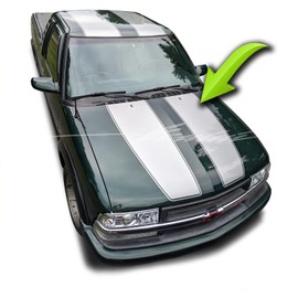 BENINI DESIGN STUDIO - Vinyl Decal Graphics Full Dual Racing Stripes Hood Roof Tailgate Bed Vinyl Decal Kit Stickers - Compatible With Chevy S10 Compatible With Chevy Blaze Compatible With GMC Jimmy Compatible With GMC Sonoma1995-2012 (Silver)