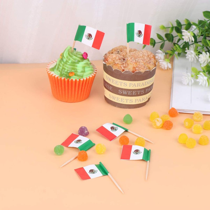 NUOBESTY 100pcs Mexico Flag Mexican Toothpicks Flags Small Toothpick Cocktail