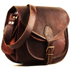 Leather Crossbody Purse for Women - Small Vintage Look Handbag | Satchel | Diaper Bag for Ladies
