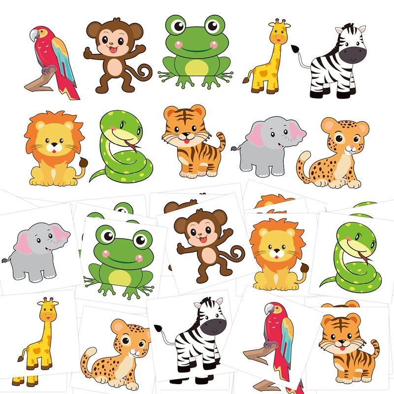 Fancy Land Animal Tattoos for Kids Safari Jungle Temporary Tattoo