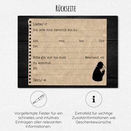 Generisch 12 x Invitation Cards + Matching Envelopes for Girls and Boys Children's Birthday – Cool Cards with Escape Room Motif and UV Coating