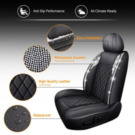 TTX LIGHTING Bling Diamond Car Seat Covers Fit for Hyundai Genesis 2009-2014 Full Set Silver Shining Crystal Seat Protectors Automotive Leather Seat Covers
