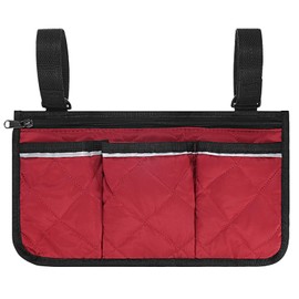 TIXIPEM 12.8"x7" Beach Chair Armrest Bag [1-Pack] - Waterproof Polyester Adjustable Straps Reflective Strip Beach Chair Organizer Use for Camping & Stadium & Patio Chairs [Purple]