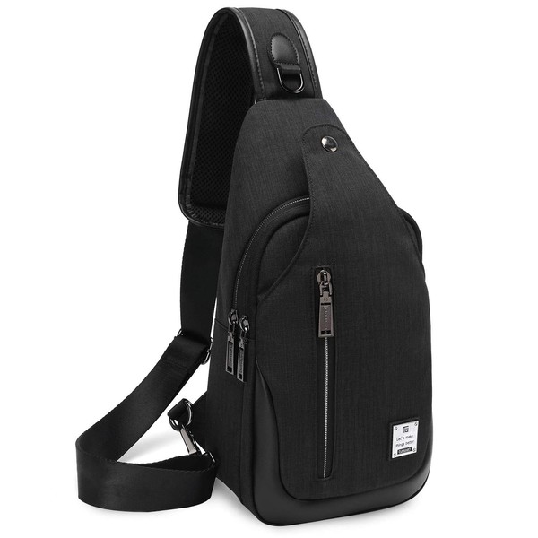 Sling Bag Crossbody Backpack Over the Shoulder Bag for Men Women Travel Outdoors, Lightweight Sling Purse (Large black)