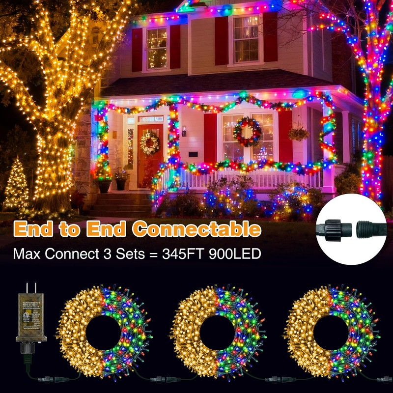 btfarm Color Changing Christmas Lights Outdoor Remote,Warm White-Multicolor