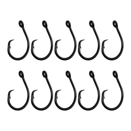 10PCS High-Carbon Steel Circle Hooks Barbed Fishing Hooks with Holes, Freshwater and Saltwater Fishing Hooks for Tuna, Catfish, Bass (7/0)