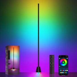 RGB Floor Lamp, 1600 Lumen Corner Light with App and Remote Control, 16 Million Colors LED Light, Mood Lighting with 200+ Effect, Ambient Standing Lamp for Living Room, Bed Room, Gaming Room and Party