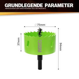 CSOOM 75 mm M42 Bi-Metal Hole Saw Drill Bit for Working in Plasterboard, Plastic, Wood, Thin Metal, Thin Sheet Steel, High Performance Drilling Tool