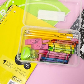 BAZIC Plastic Pencil Case Utility Storage Box, Clear Color, Multi Purpose Organizer for Pens Pencils, 4-Pack