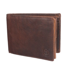 Cartvelli Men's Leather Wallet Dark Brown with Wooden Gift Box - Genuine Leather Wallet for Men - RFID Wallet Men - Wallet Landscape Format Genuine Leather (Dark Brown)