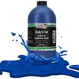 Pouring Masters Royal Blue Metallic Pearl Acrylic Ready to Pour Pouring Paint – Premium 32-Ounce Pre-Mixed Water-Based - for Canvas, Wood, Paper, Crafts, Tile, Rocks and More