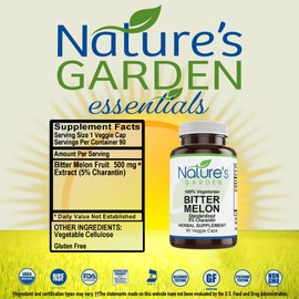 NATURE'S GARDEN ESSENTIALS Bitter Melon - 90 Veggie Caps with 500mg Bitter Melon Extract