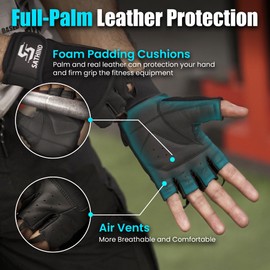 SATHIND Leather Weight Lifting Gloves for Men and Women, Exercise Gloves for Workout, Cycling, Gym, Training, Breathable and Snug Fit (Brown, X-Large)