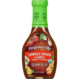 Organicville Sundried Tomato and Garlic Vinaigrette - Salad Dressings, Keto Friendly, Gluten Free, Organic, Vegan, Paleo, 0g Added Sugar, Whole 30, Made with Organic Sun Dried Tomatoes - 8 Oz
