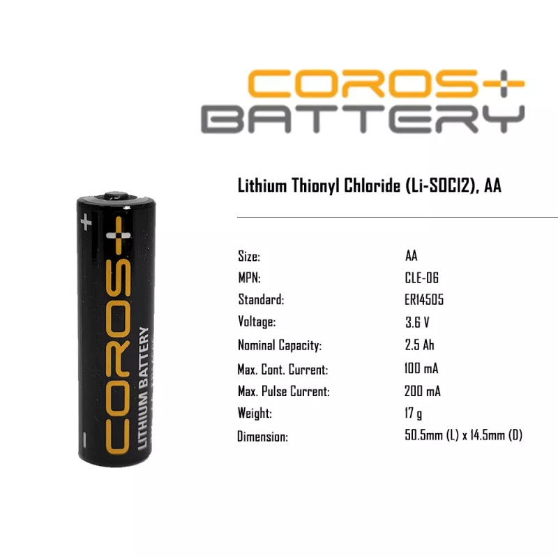 COROS CLE-06 AA 3.6V Lithium Thionyl Chloride Battery (1 Battery)