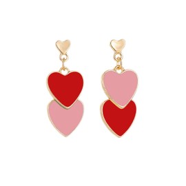 Heart Earrings Valentines Earrings for Women Rhinestone Heart Earrings Red Heart Earrings Dangle Pink Pearl Heart Earrings for Women Love Earrings Valentines Day Outfit Women Valentines Gifts