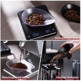 Bincoo Coffee Dosing Cup 2 Pack,Coffee Bean Weighing Bowls,Coffee Cupping Tray Weigh Coffee Bean Container,Espresso Accessories for Coffee or Tea,ABS Material,Smooth Pouring Design(Black-2pack)