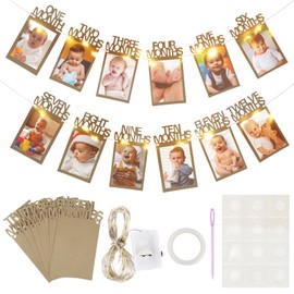 Photo Garland 1st Birthday, Baby First Birthday Photo Banner Garland, Banner for 1st Birthday, Hanging Photo Wall Decoration for Girls/Boys Party Decor, Nursery