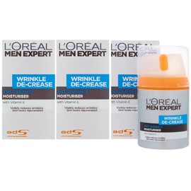 3 x 50ml LOreal Men Expert Wrinkle De-Crease Anti-Wrinkle Moisturiser