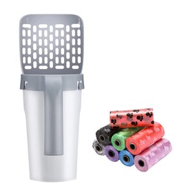 COIATN Cat Litter Scooper, Comfortable Handle Design, Made of ABS+PP Resin Material, 13 Gallon Capacity, Includes 10 Biodegradable Filling Bags