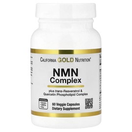 California Gold Nutrition, containing NMN Complex, Trans-Resveratrol, Quercetin Phytosome Complex, Apigenin, and Luteolin, 60 Veg Capsules / California Gold Nutrition (캘리포니아골드뉴트리션), NMN 복합체, 트랜스-레스베라트롤, 퀘르세틴 파이토솜 복합체, 아피제닌, 루테올린 함유, 베지 캡슐 60정