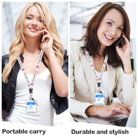 TIESOME Retractable Lanyard with ID Card Holder Set, Boho Rainbow Plastic Card Holder with Removable Lanyard and Retractable ID Holder ID Protection Hard ID Holder for Doctor Teacher (D)