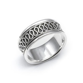 Silverly Women's Men's 925 Sterling Silver 8 mm Rope Scroll Bali Style Thin Thumb Ring