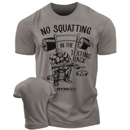 No Squatting Men's Workout Weightlifting Gym T-Shirt for Bodybuilding (3XL, No Squatting WarmGrey)