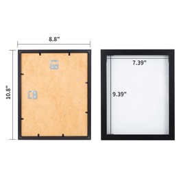 Muzilife 8x10 Shadow Box Frame Wood 3D Picture Frame wif Glass Cover, Display Case for Wall-Hanging or Free-Standing Picture Showcase, Set of 3, Black