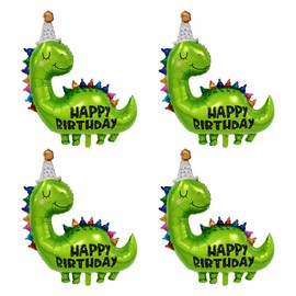 TACYKIBD 4 Pack Dinosaur Balloons, Large Lovely Cartoon Foil Animal Balloons, Inflated Happy Birthday Balloons for Kids Birthday Party Baby Shower Party Decoration Supplies Green