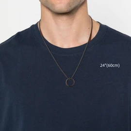 GAVU Men's Ring Holder Stainless Steel Black Pendant Box Chain Necklace 55cm