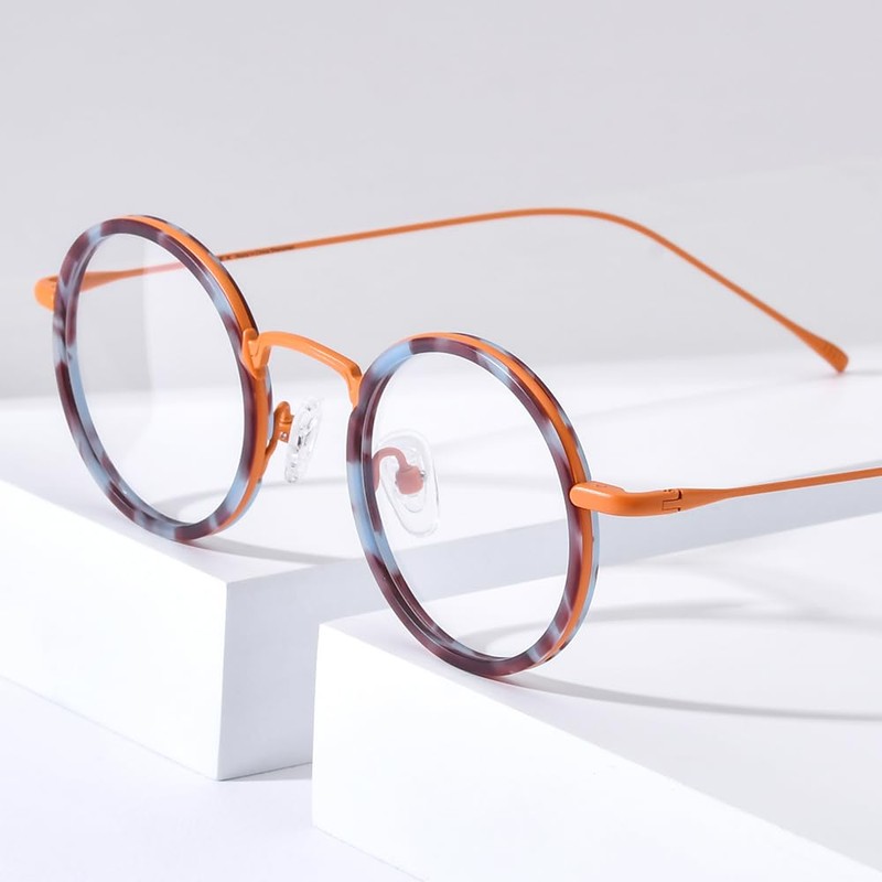 FONEX Acetate Titanium Glasses Frame Men 2024 New Round Eyeglasses