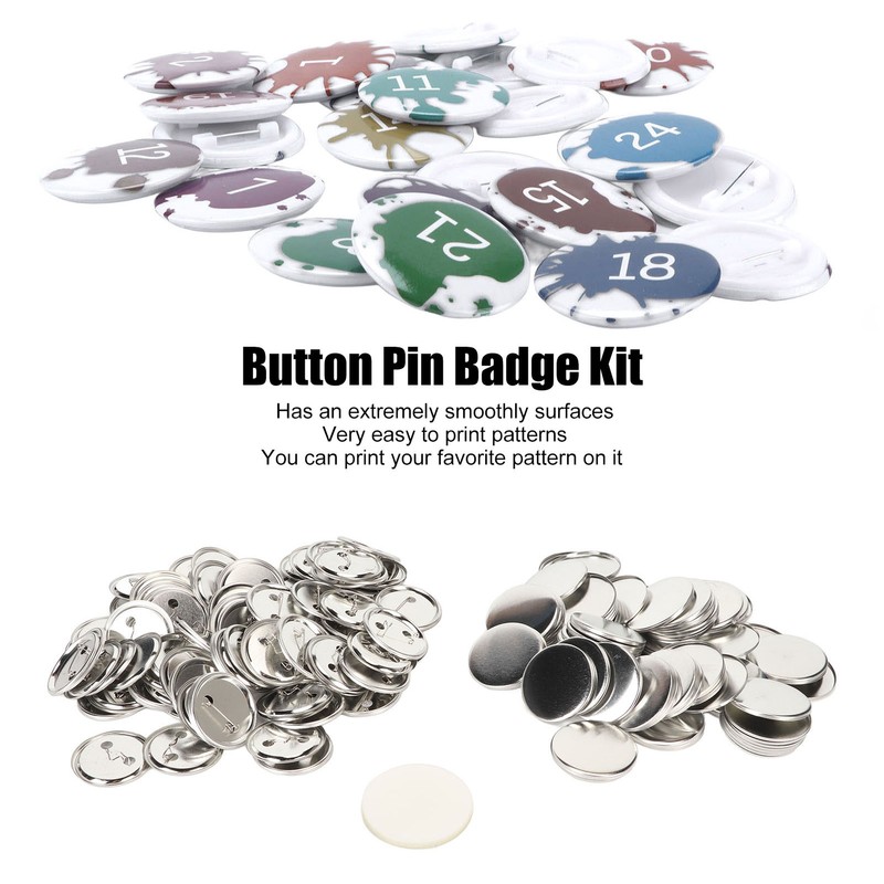 100 Set Pin Back Button Parts Blank Smoothing Metal Durable