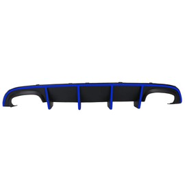 IKON MOTORSPORTS Bumper Lip Spoiler Compatible With 2015-2023 Dodge Charger SRT, Quad Exhaust Rear Diffuser with Blue Reflective Tape
