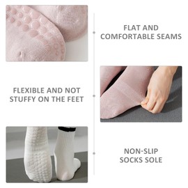 MAXQUU 4 Pairs Pilates Socks, Grip Socks, Yoga Socks, Non-Slip Women's Socks, Women's Grip Socks, Warm Indoor Socks, Pilates Grip Socks, Pink, black, white, blue