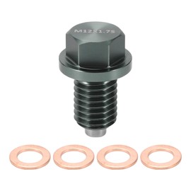 A ABSOPRO Oil Drain Plug Anti Leakage Oil Pan Drain Bolt Screw Thread Repair Aluminum Alloy Gray 1 Set M12x1.75