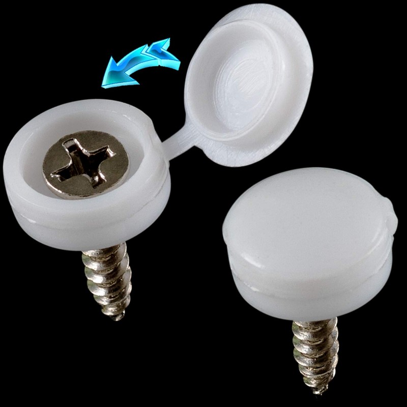 PAGOW 50 Pcs Plastic Hinged Screw Cover Caps, Fold Snap